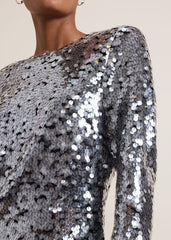 Rhia Silver Sequin Mini Dress Silver