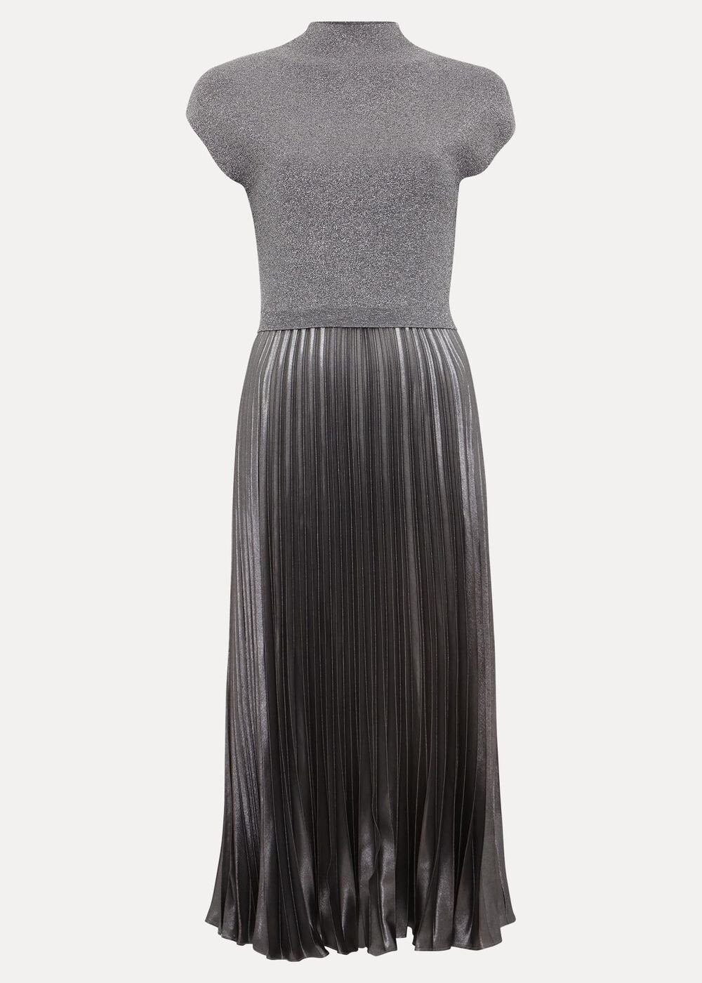 Jayla Metallic Knit Dress Silver