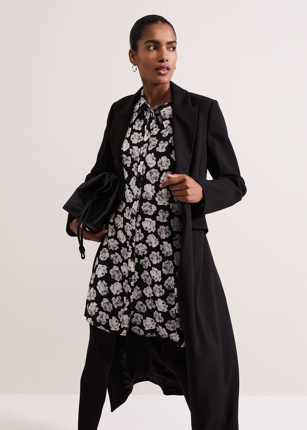 Selika Floral Swing Mini Dress Black/Multi