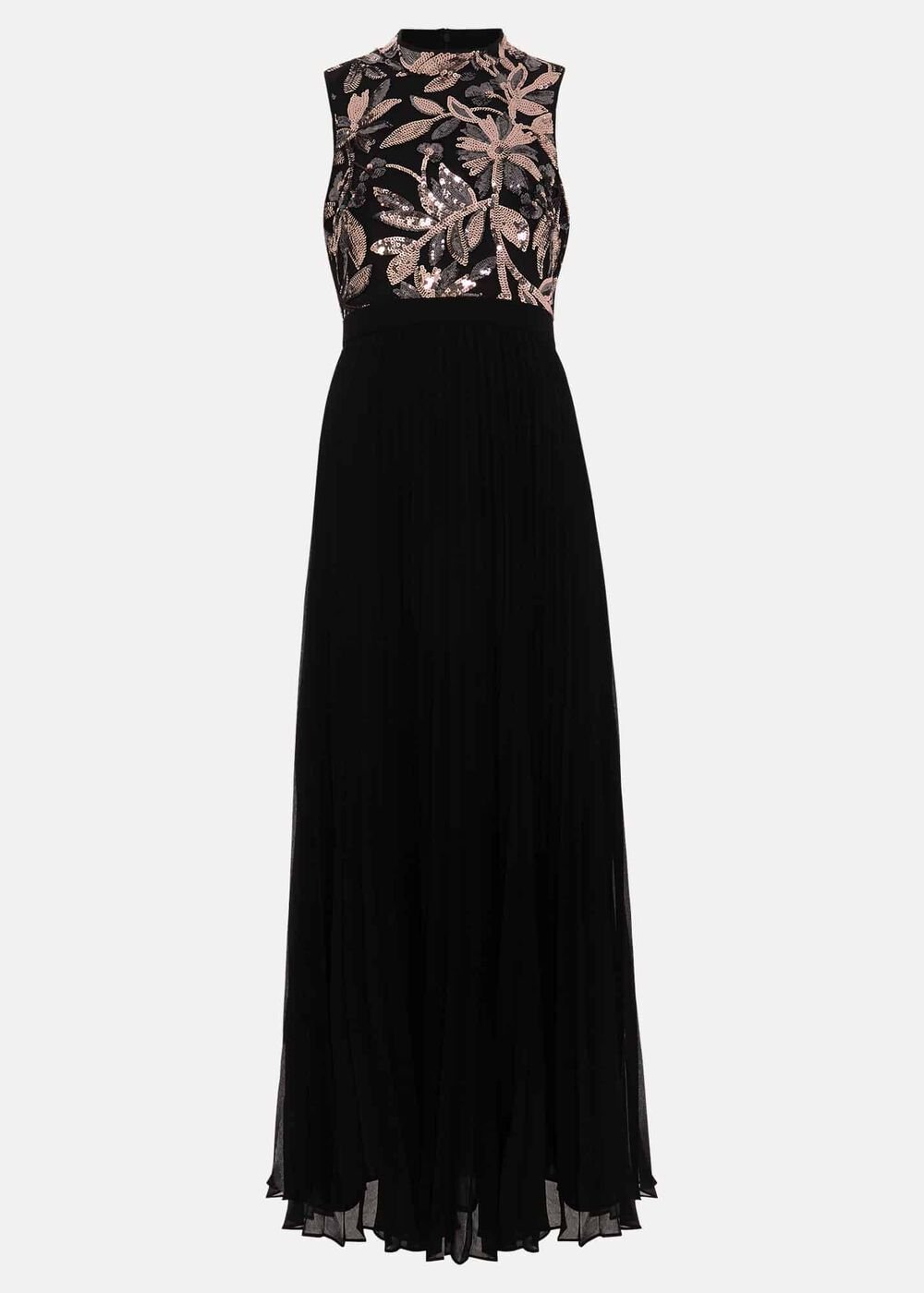 Emalise Sequin Pleat Maxi Dress Black/Multi