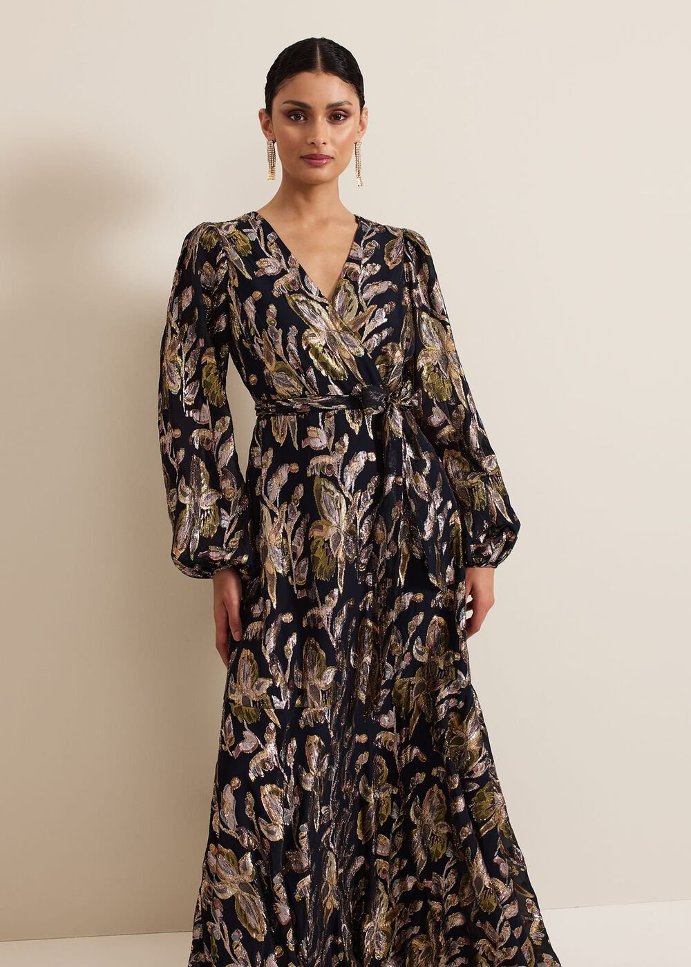 Ellio Silk Shimmer Maxi Dress Multi-Coloured