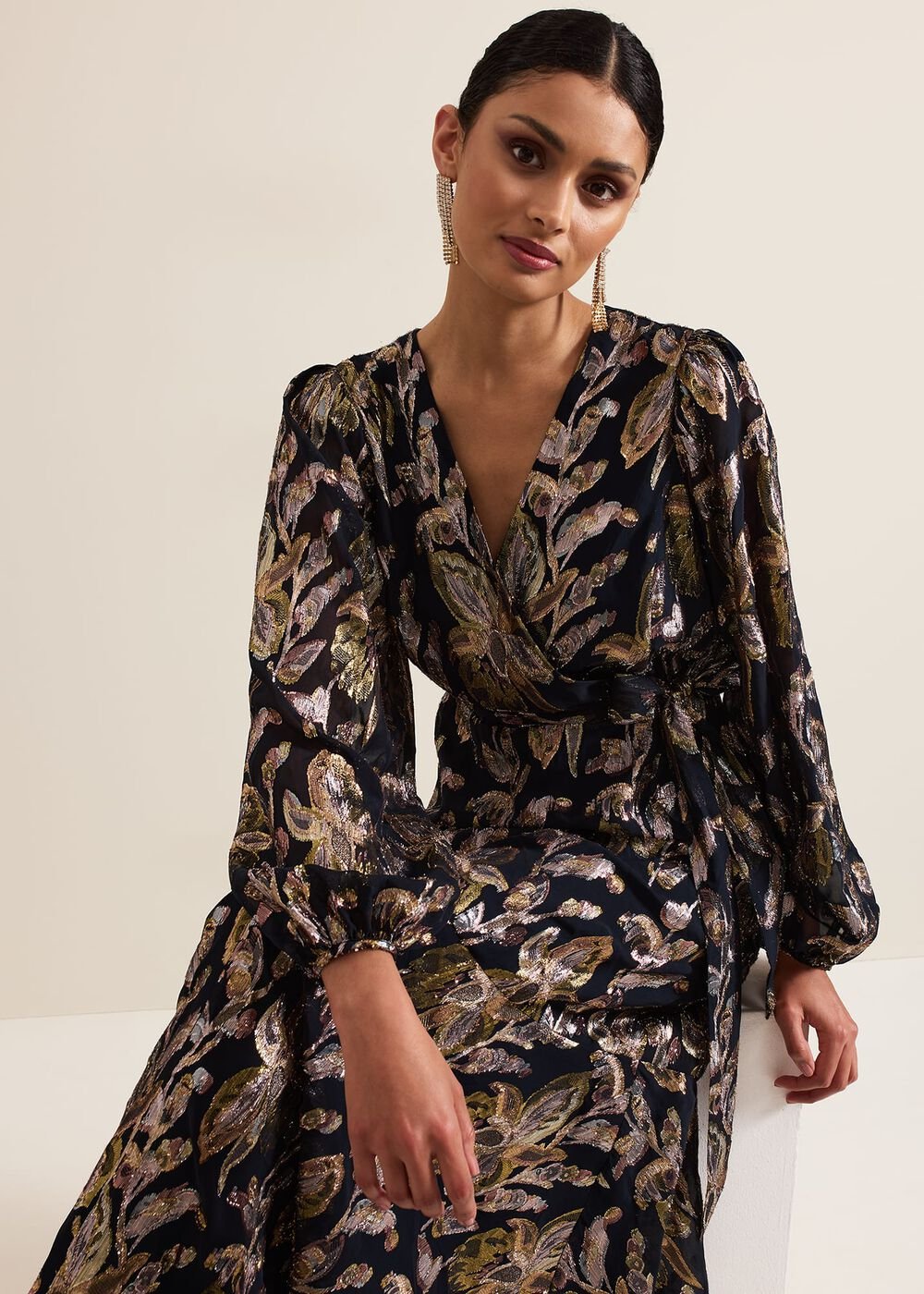 Ellio Silk Shimmer Maxi Dress Multi-Coloured