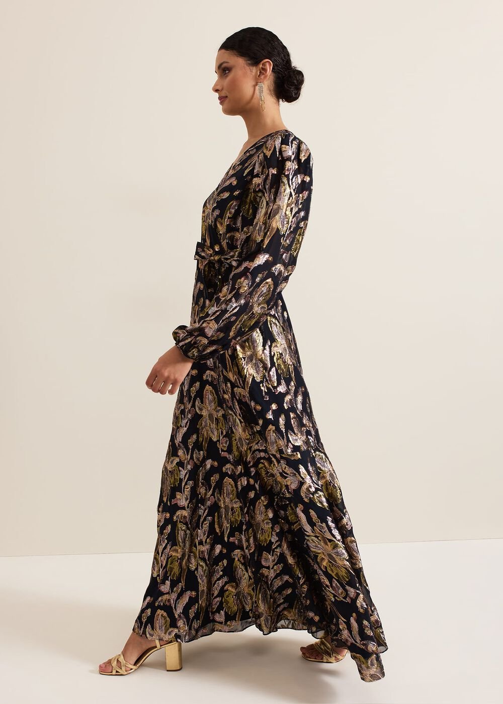 Ellio Silk Shimmer Maxi Dress Multi-Coloured