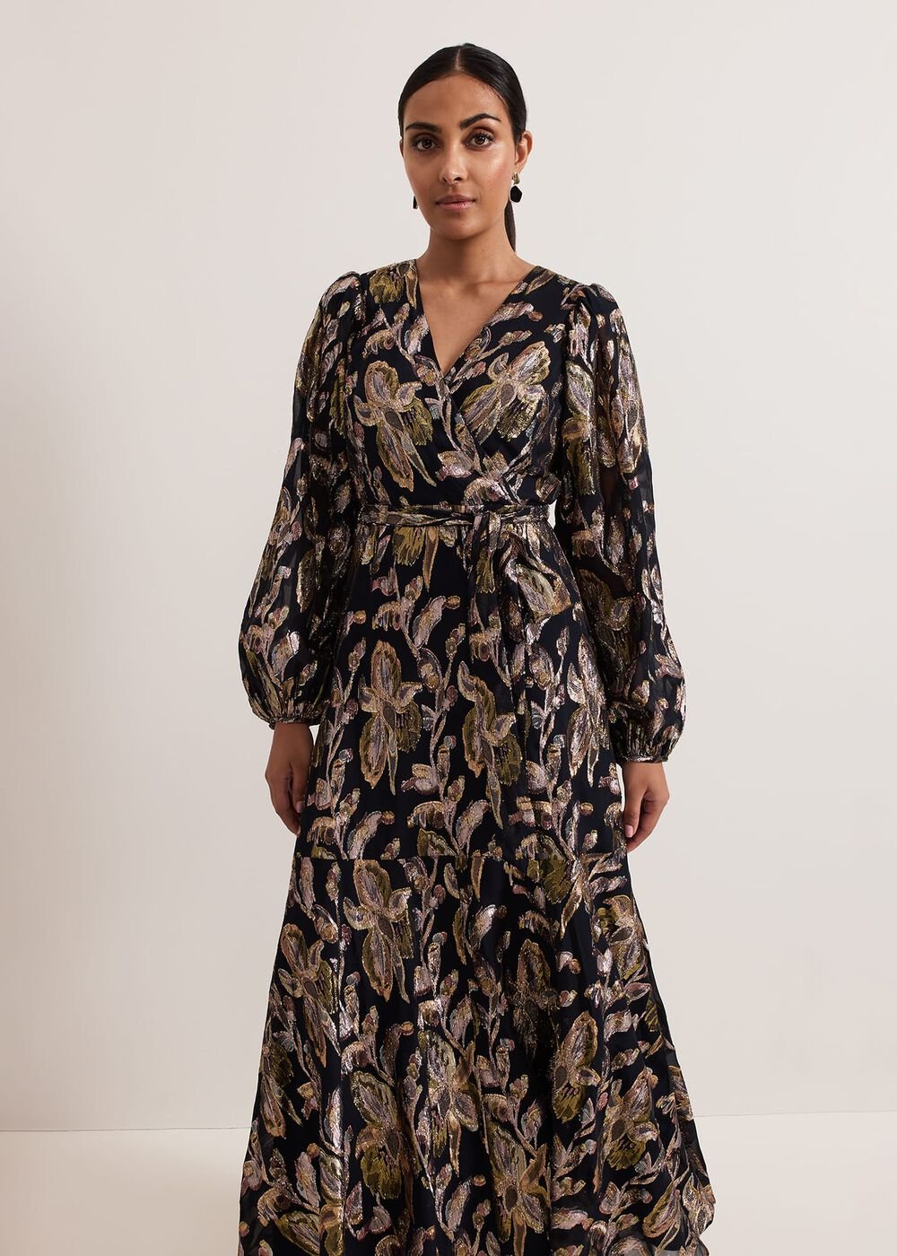 Petite Ellio Silk Shimmer Maxi Dress Multi-Coloured
