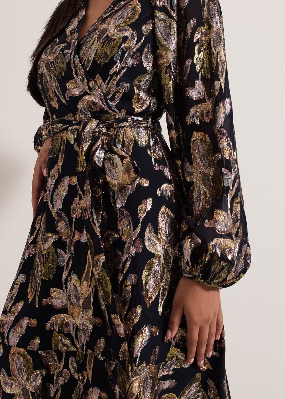 Petite Ellio Silk Shimmer Maxi Dress Multi-Coloured