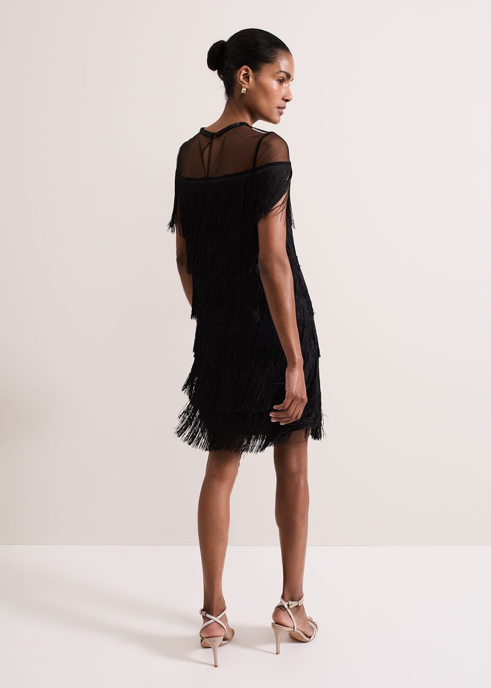 Viola Black Fringe Mini Dress Black