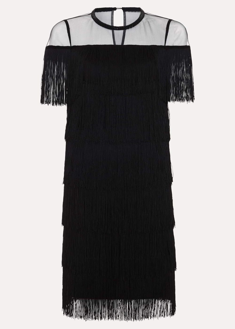 Viola Black Fringe Mini Dress Black