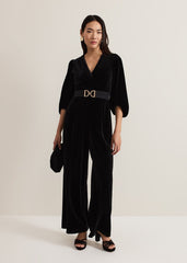 Myleen Black Velvet Jumpsuit Black