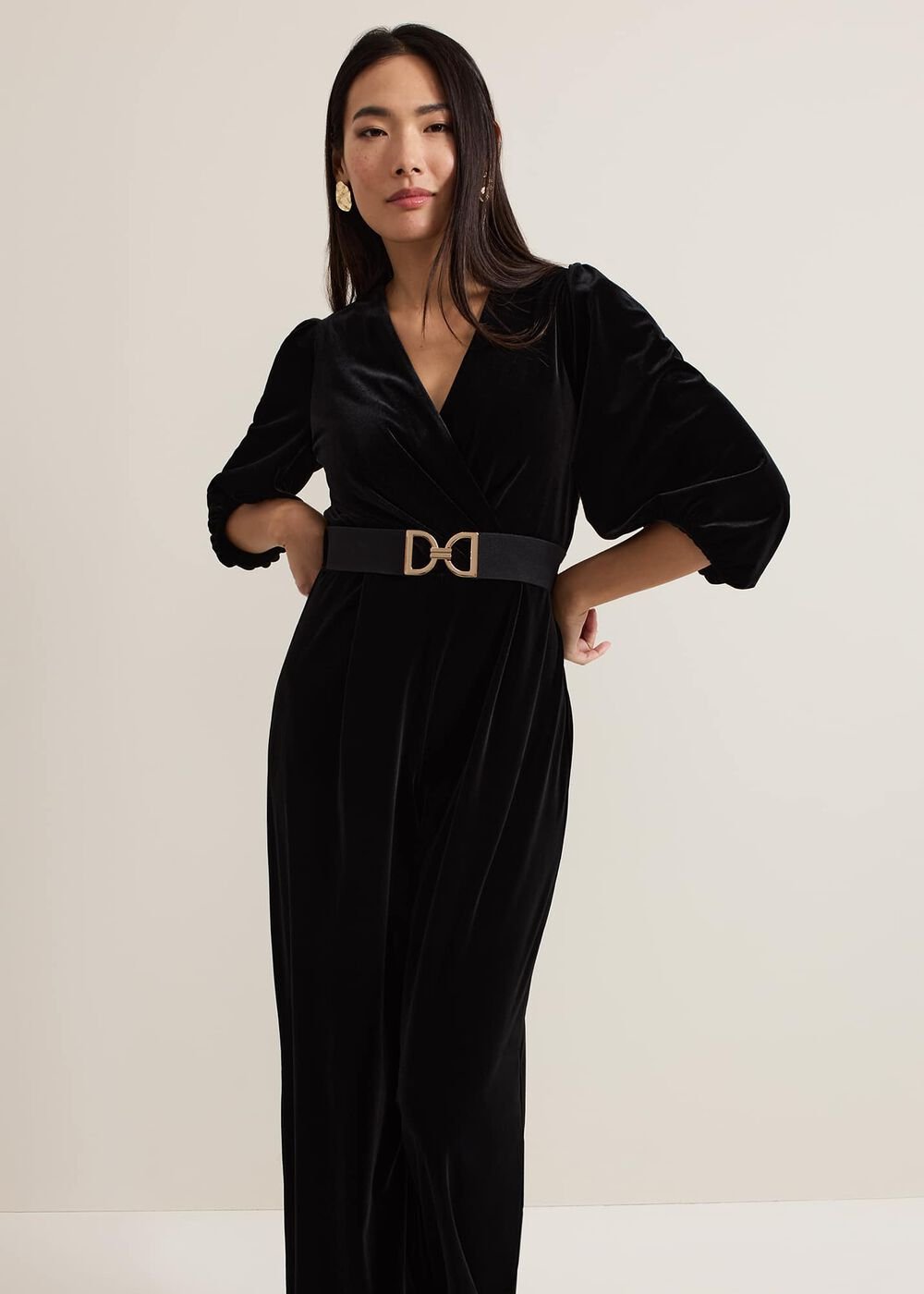 Myleen Black Velvet Jumpsuit Black