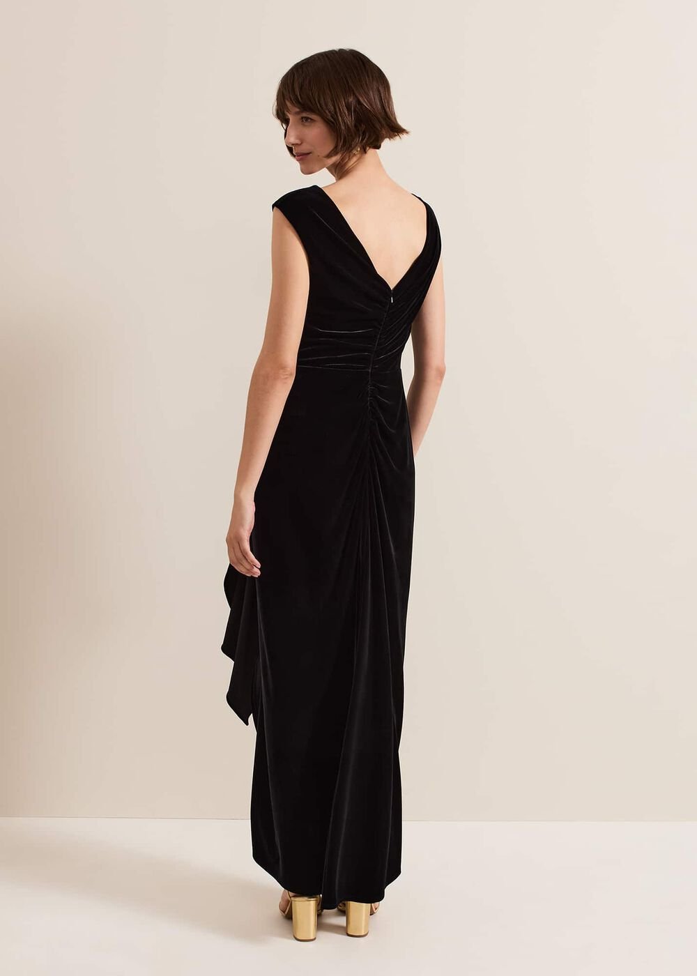 Donna Black Velvet Maxi Dress Black
