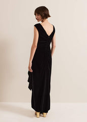 Donna Black Velvet Maxi Dress Black