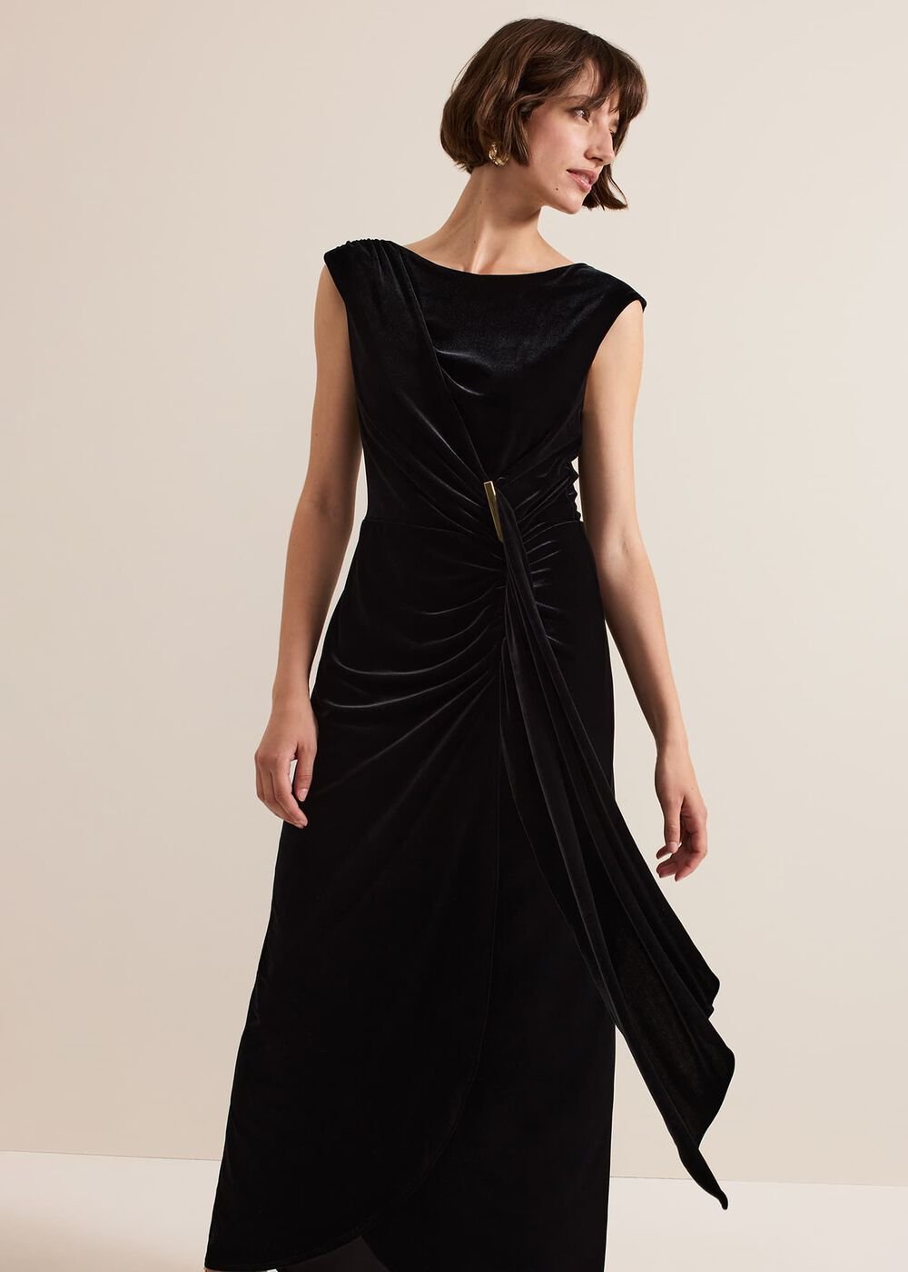 Donna Black Velvet Maxi Dress Black