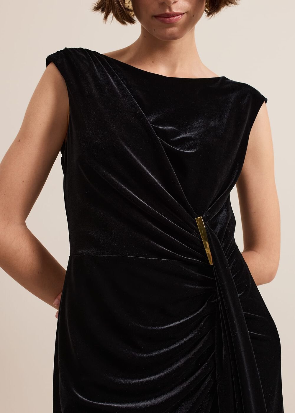 Donna Black Velvet Maxi Dress Black