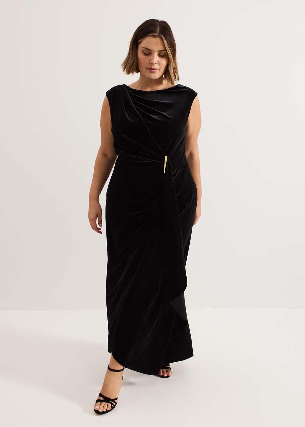 Donna Black Velvet Maxi Dress Black