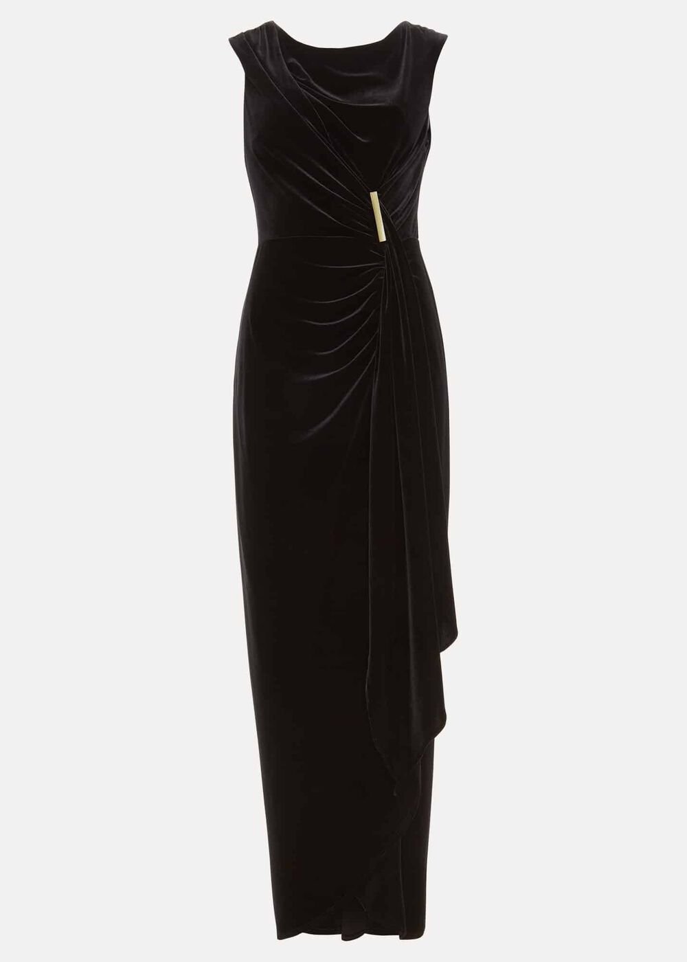 Donna Black Velvet Maxi Dress Black