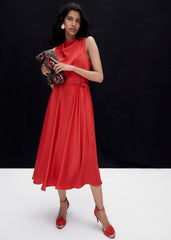 Jasleen Red Satin Dress Red