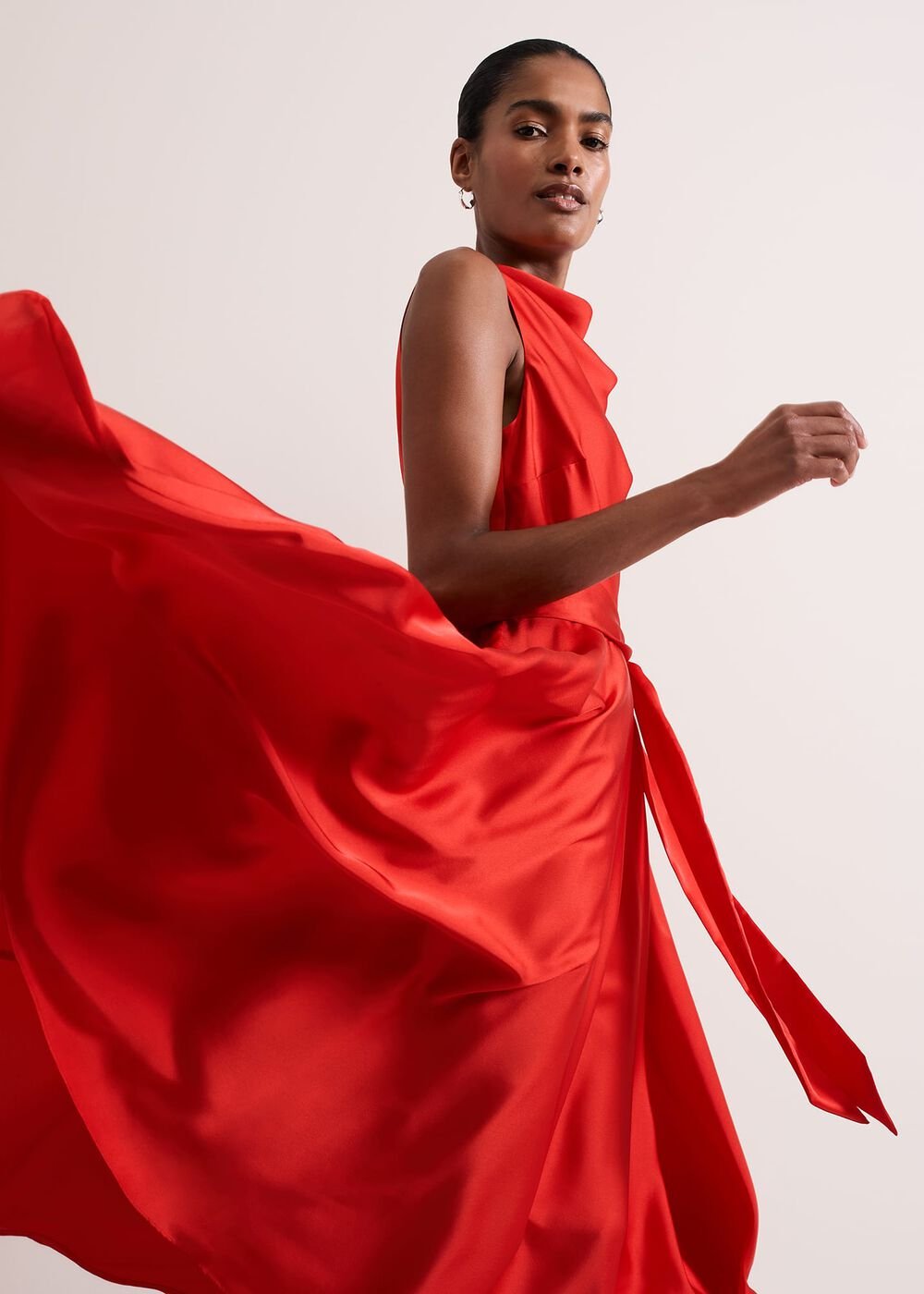 Jasleen Red Satin Dress Red