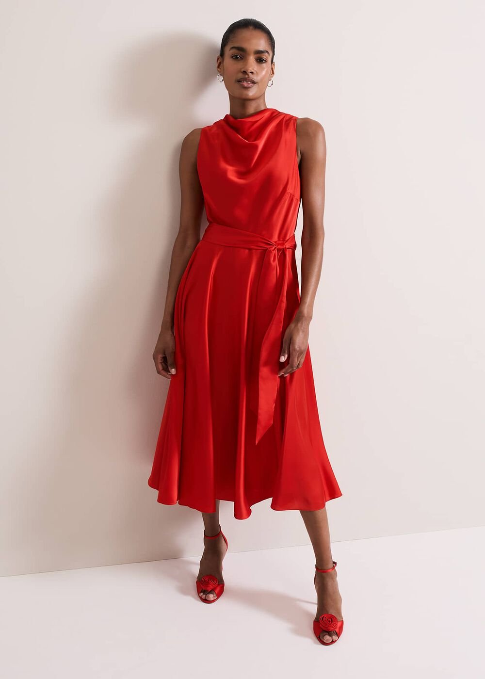 Jasleen Red Satin Dress Red