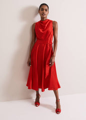 Jasleen Red Satin Dress Red