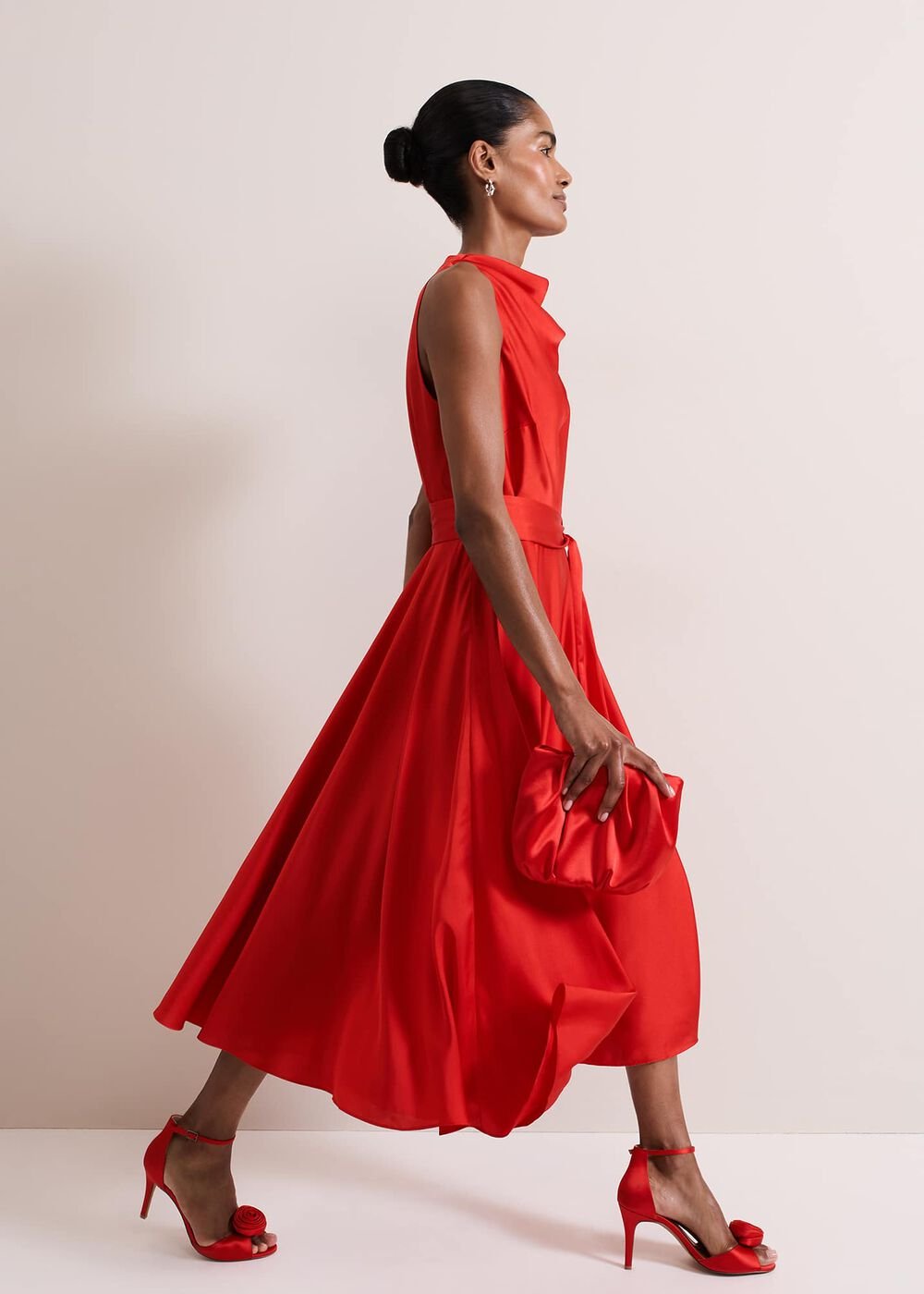 Jasleen Red Satin Dress Red