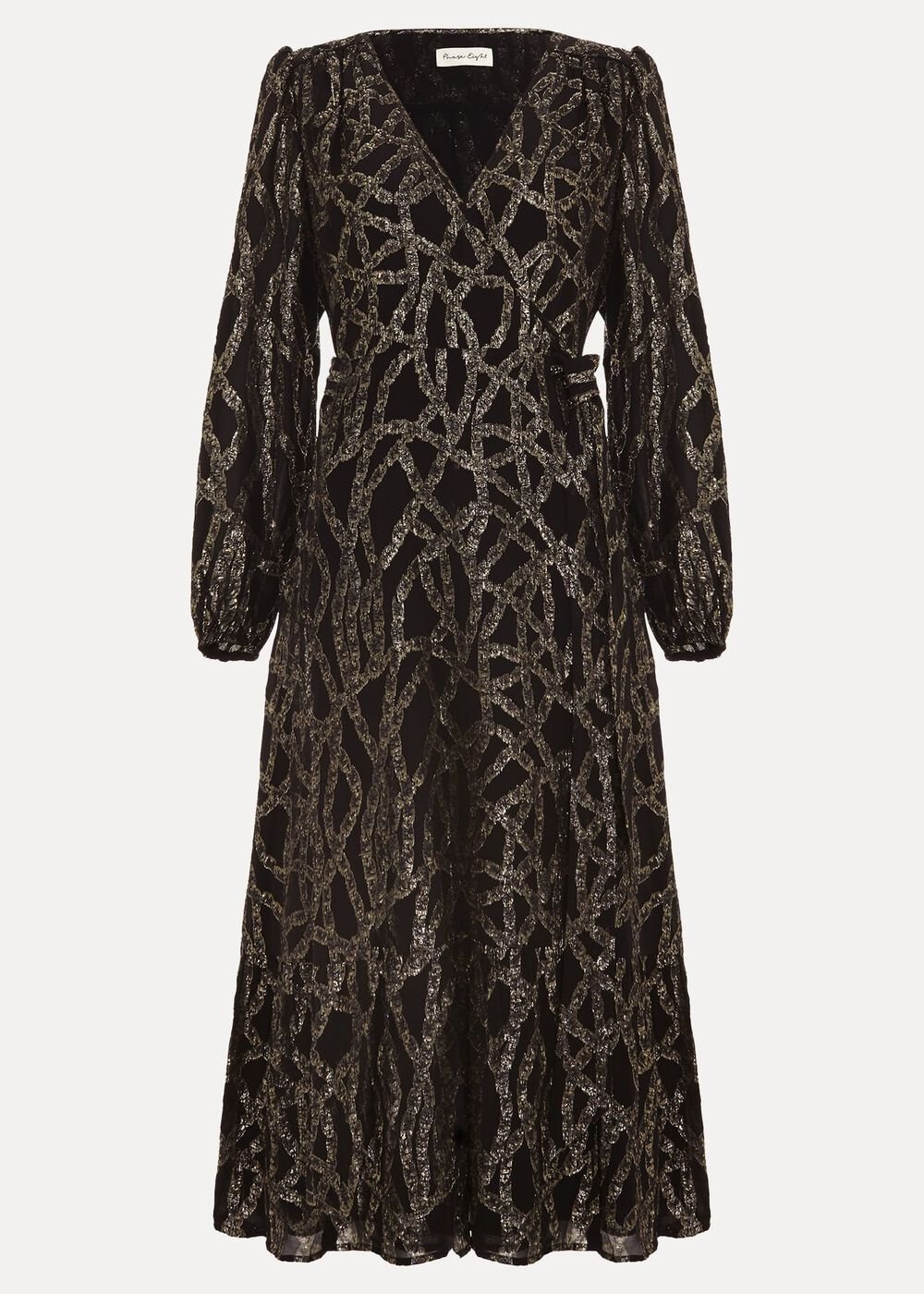 Jazminda Shimmer Wrap Midi Dress Black/Multi