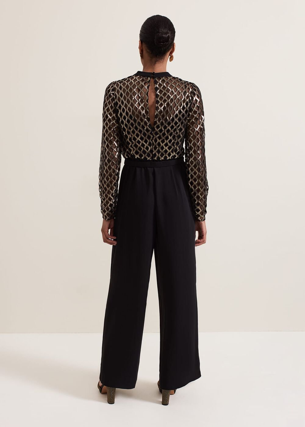 Amelia Sequin Bodice Jumpsuit Black/Multi