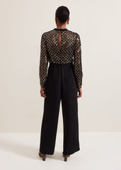 Amelia Sequin Bodice Jumpsuit Black/Multi