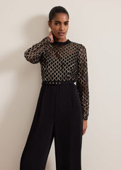 Amelia Sequin Bodice Jumpsuit Black/Multi