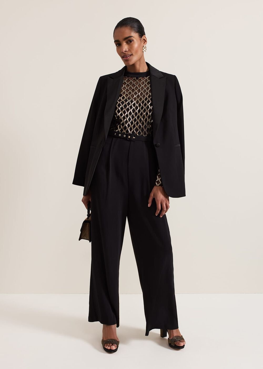 Amelia Sequin Bodice Jumpsuit Black/Multi