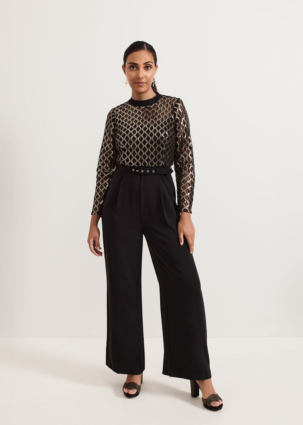 Petite Amelia Sequin Bodice Jumpsuit Black/Multi