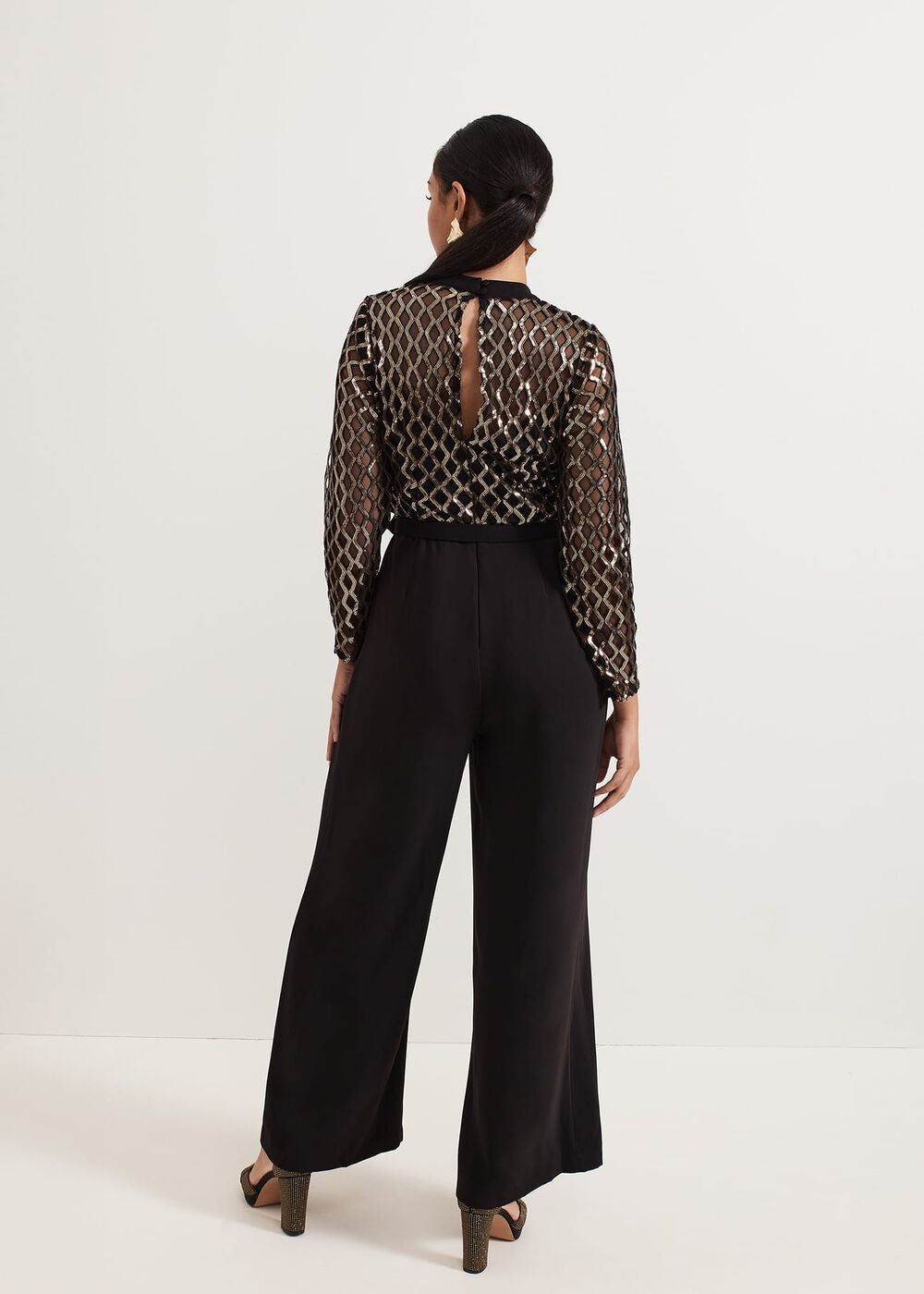 Petite Amelia Sequin Bodice Jumpsuit Black/Multi