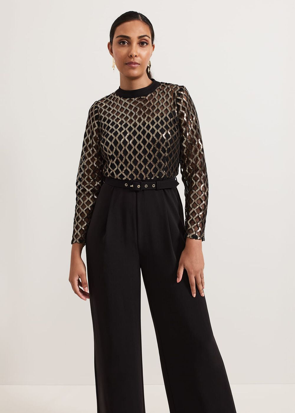 Petite Amelia Sequin Bodice Jumpsuit Black/Multi