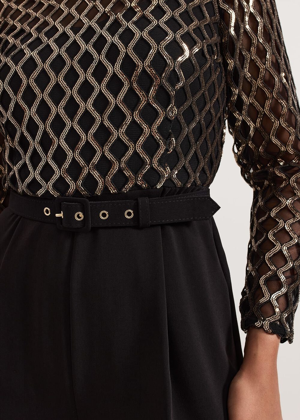 Petite Amelia Sequin Bodice Jumpsuit Black/Multi