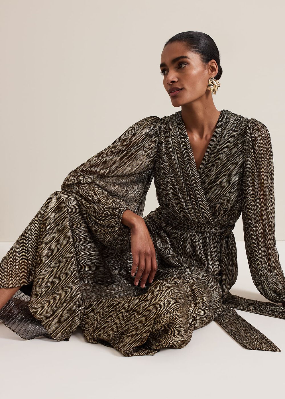 Alli Gold Textured Jumpsuit Gold