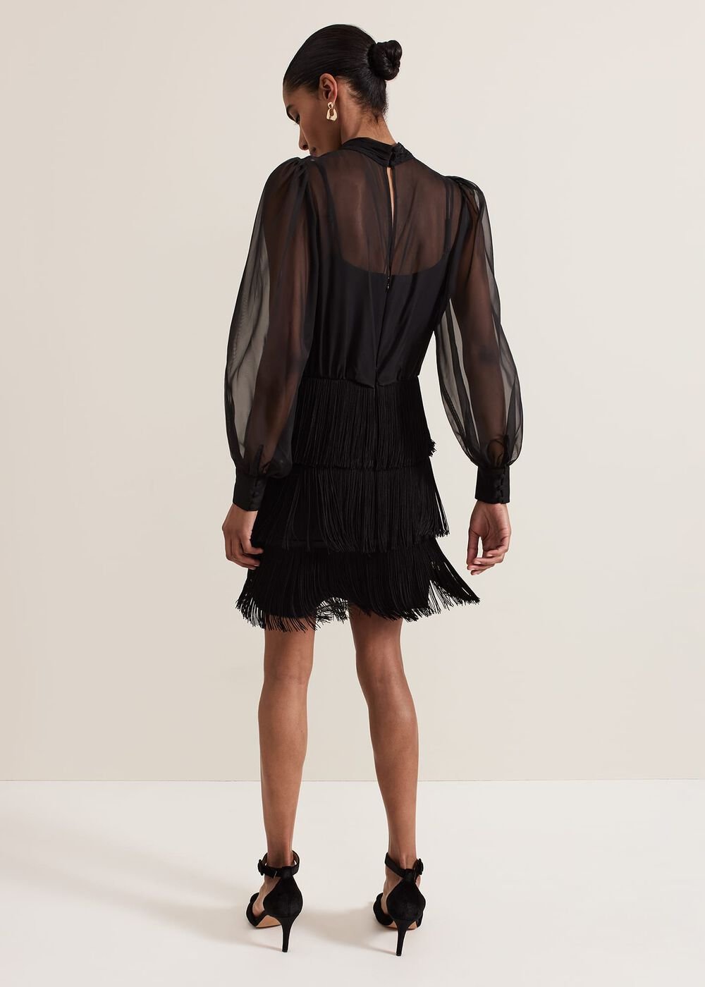 Felicity Black Fringe Skirt Dress Black