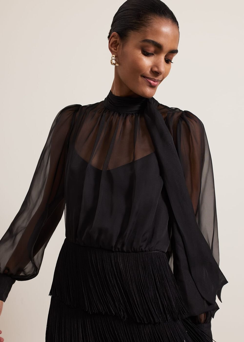 Felicity Black Fringe Skirt Dress Black