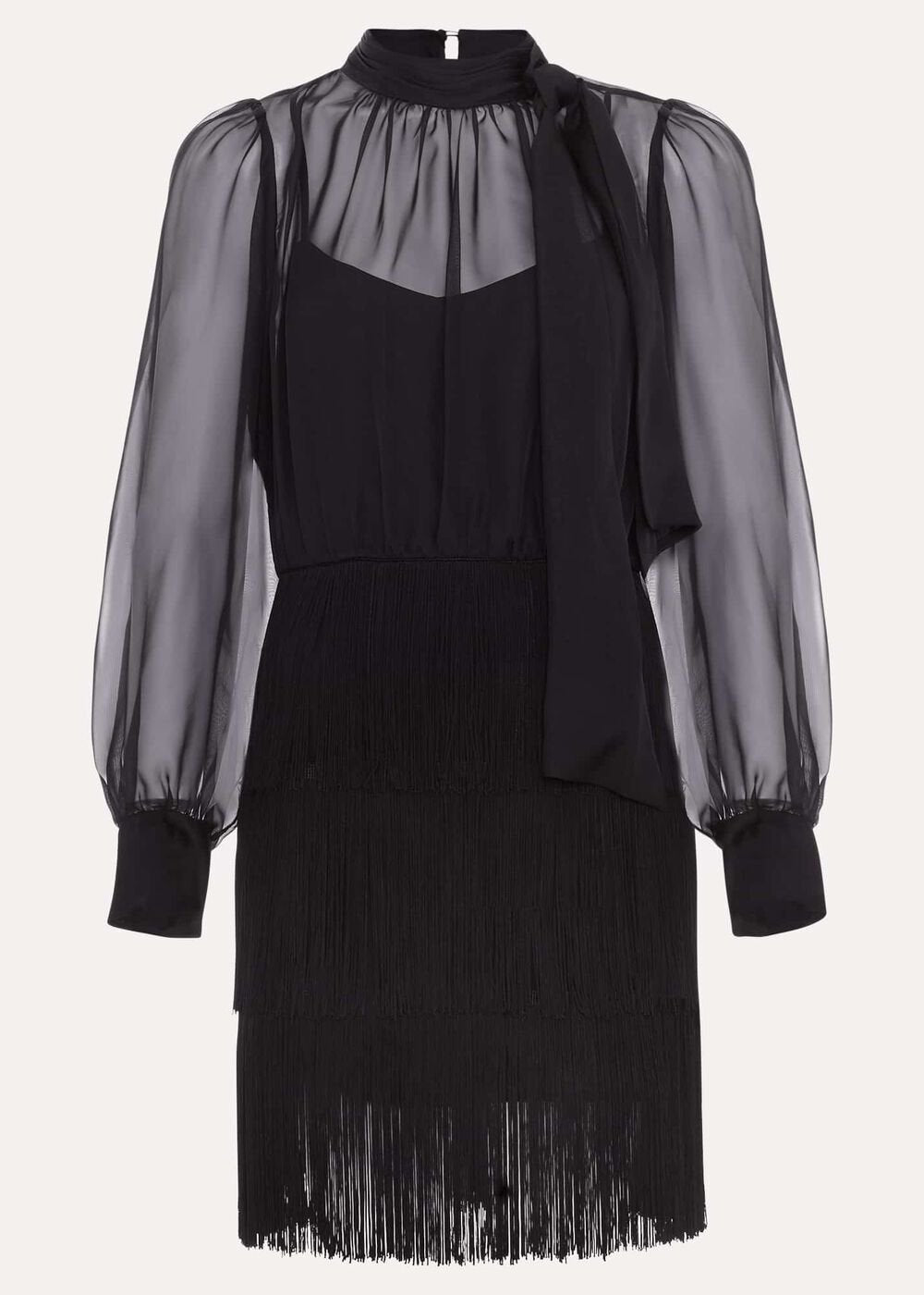 Felicity Black Fringe Skirt Dress Black