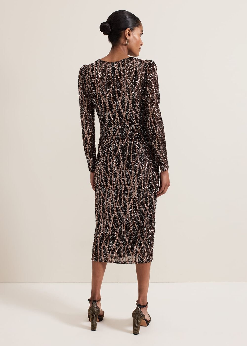 Kaleigh Sequin Midi Dress Black/Multi