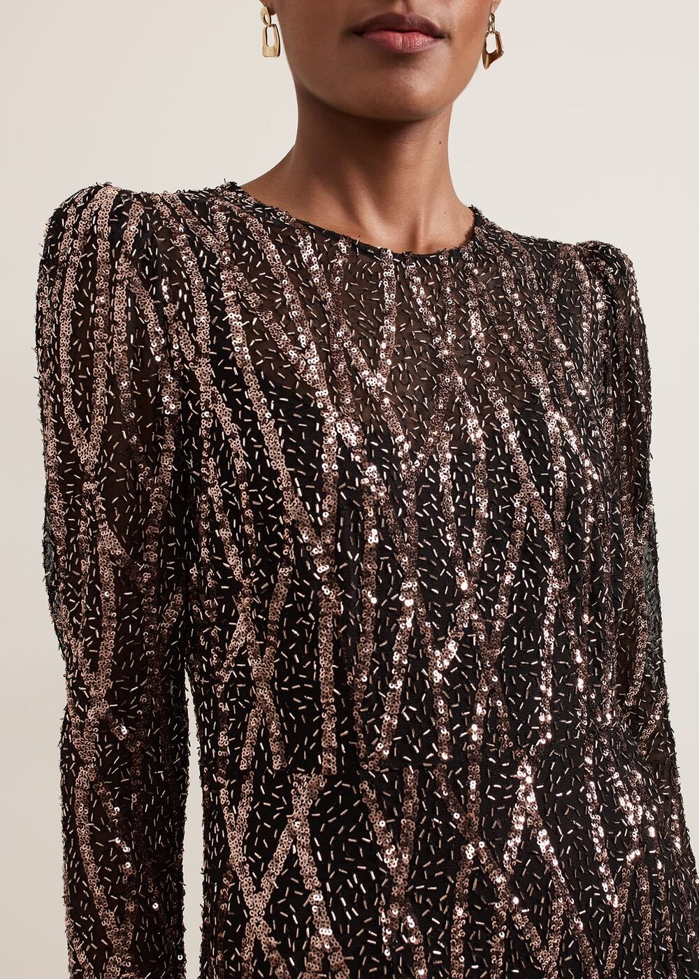Kaleigh Sequin Midi Dress Black/Multi