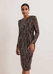 Petite Kaleigh Sequin Midi Dress Black/Multi