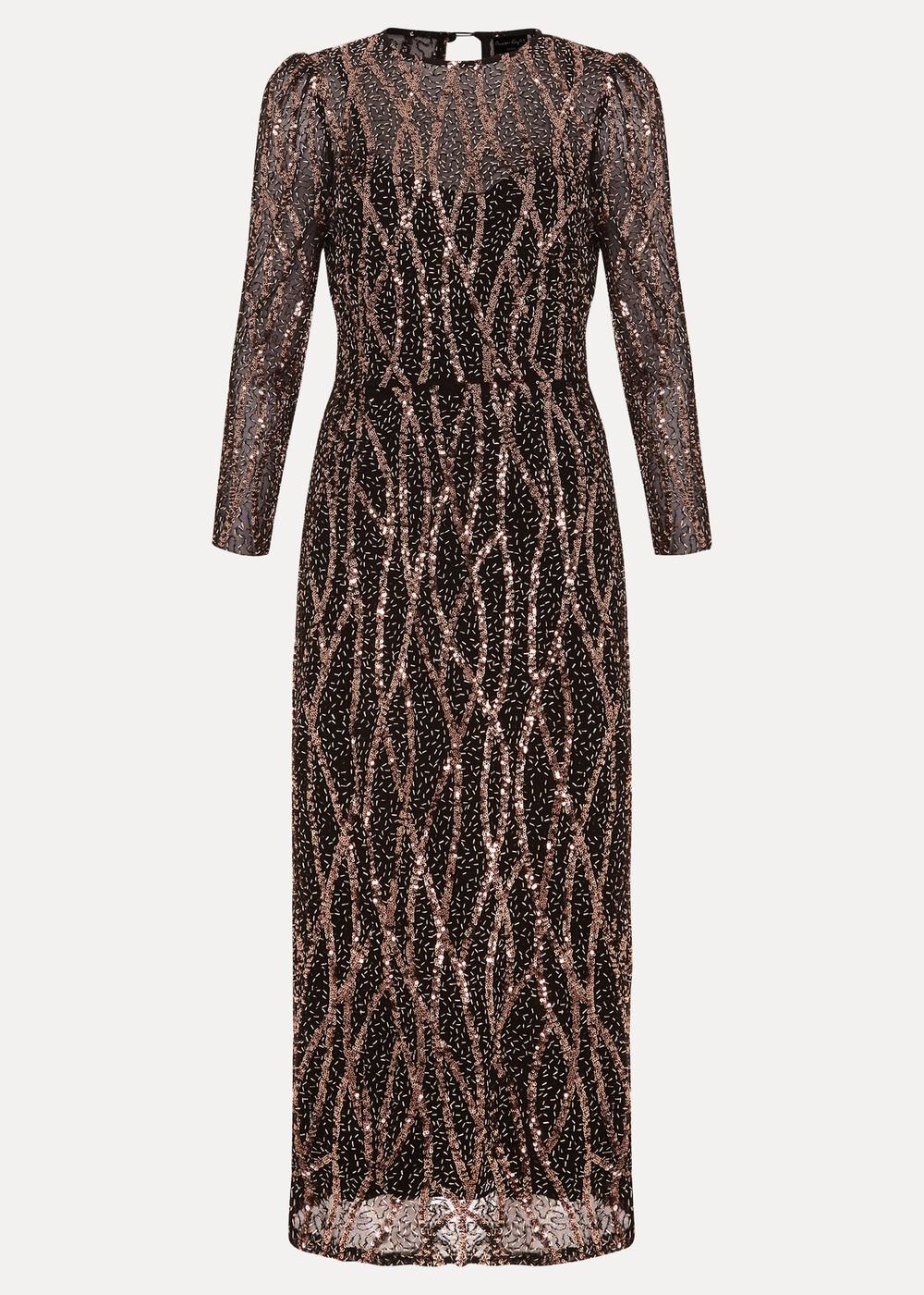 Petite Kaleigh Sequin Midi Dress Black/Multi