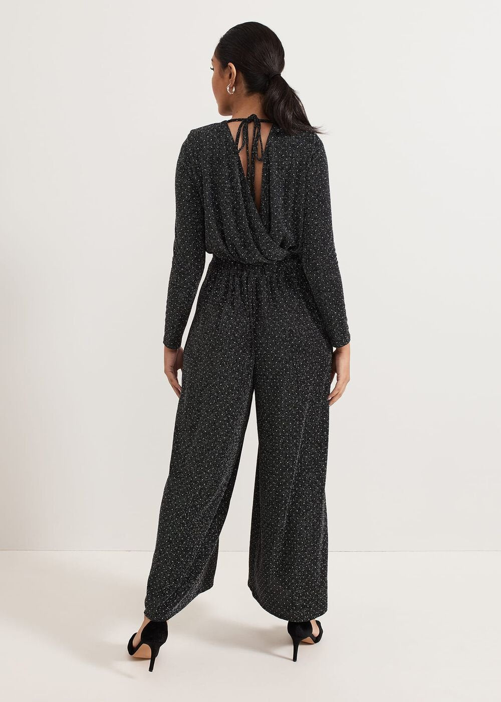 Petite Sasha Black Sparkle Jumpsuit Black