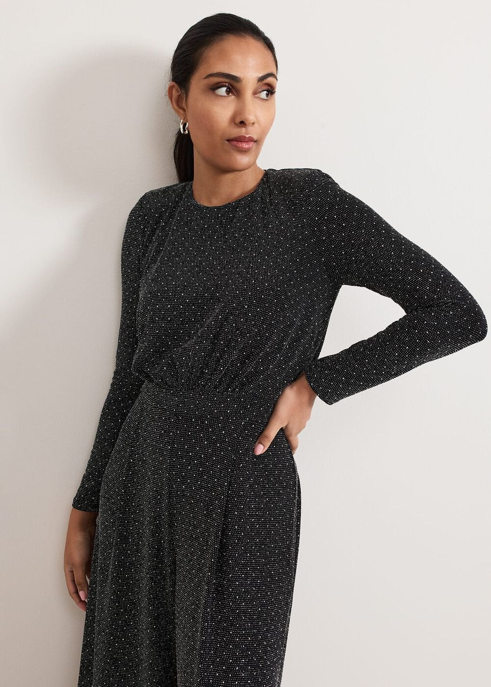 Petite Sasha Black Sparkle Jumpsuit Black