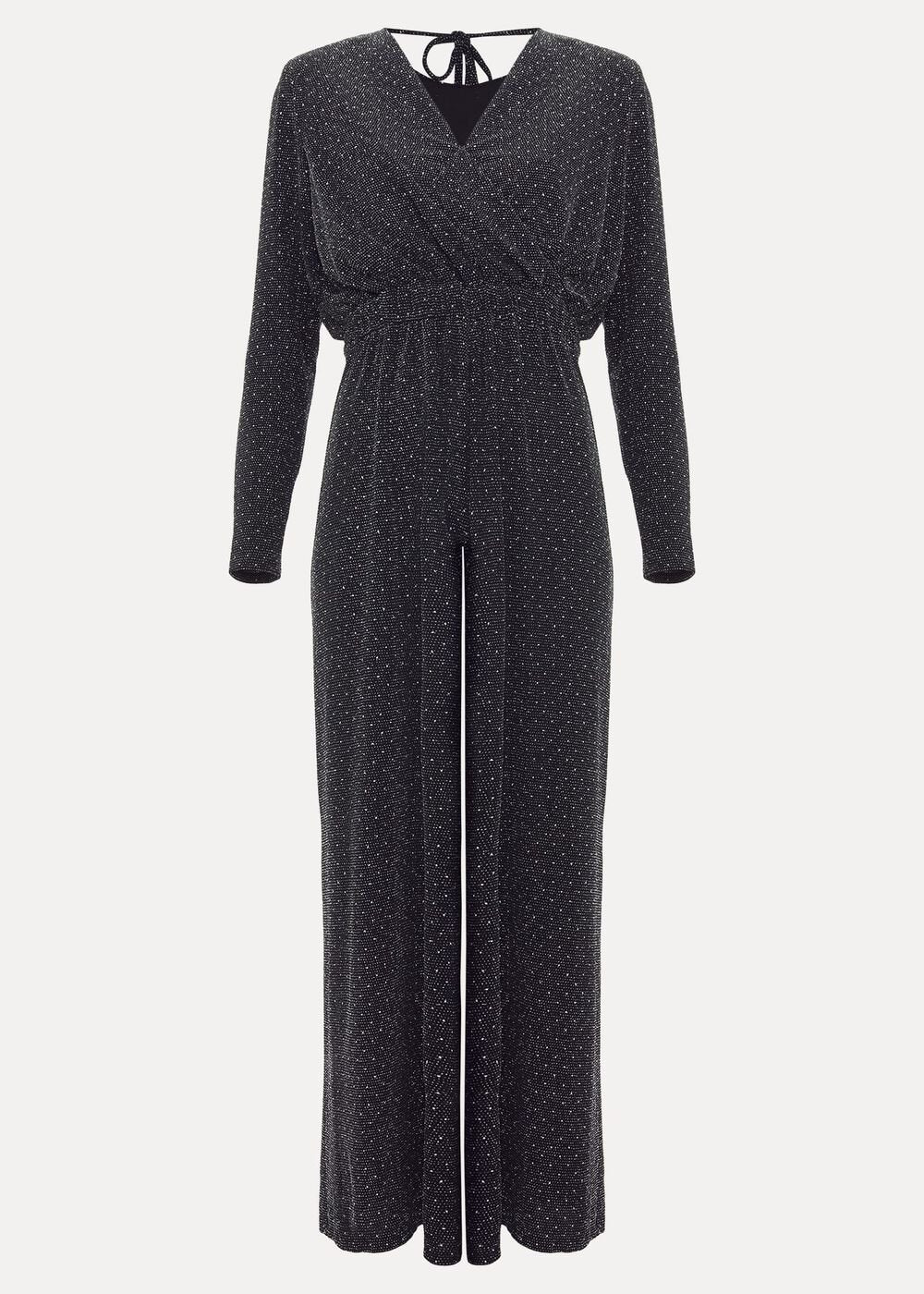 Petite Sasha Black Sparkle Jumpsuit Black