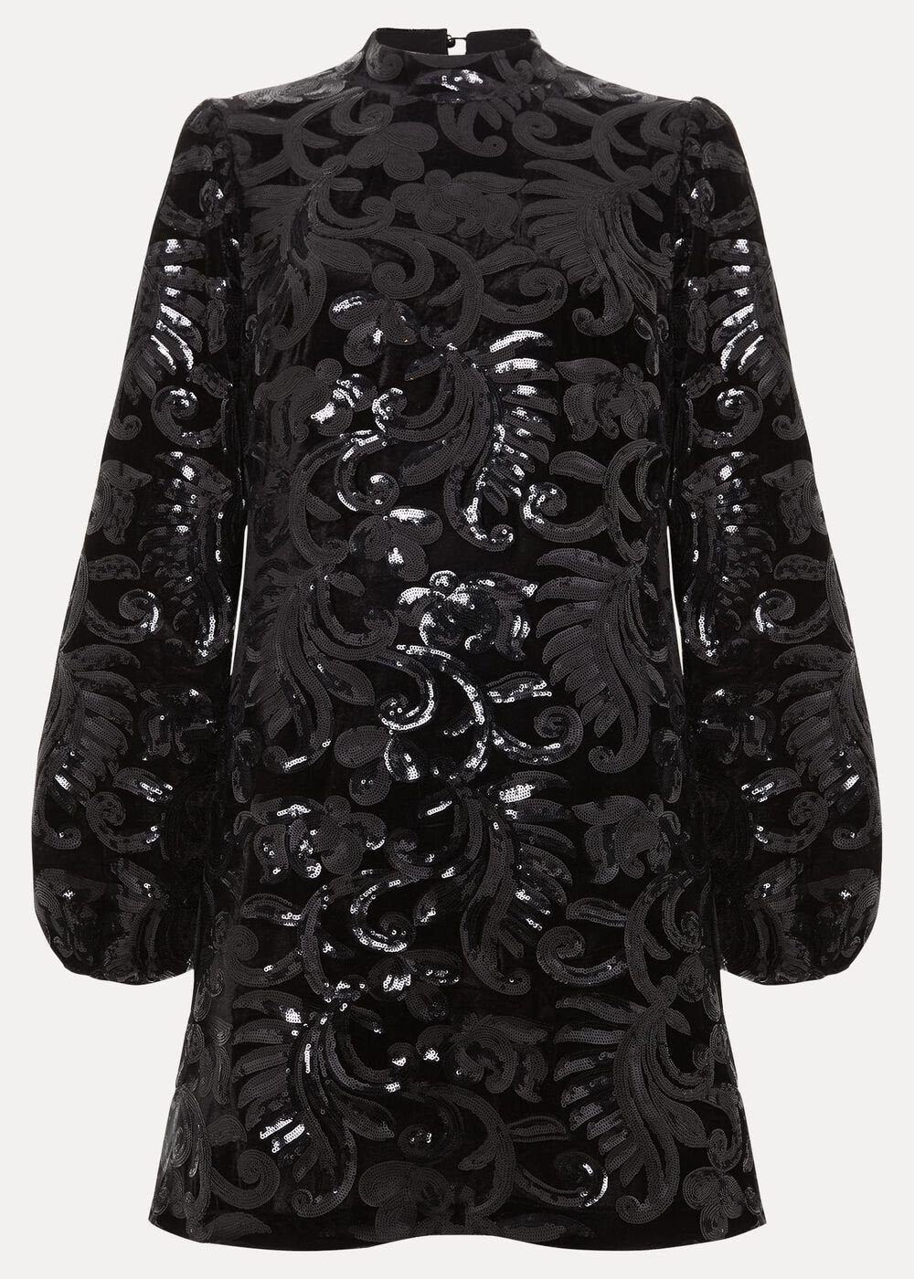 Trudy Black Sequin Velvet Shift Dress Black