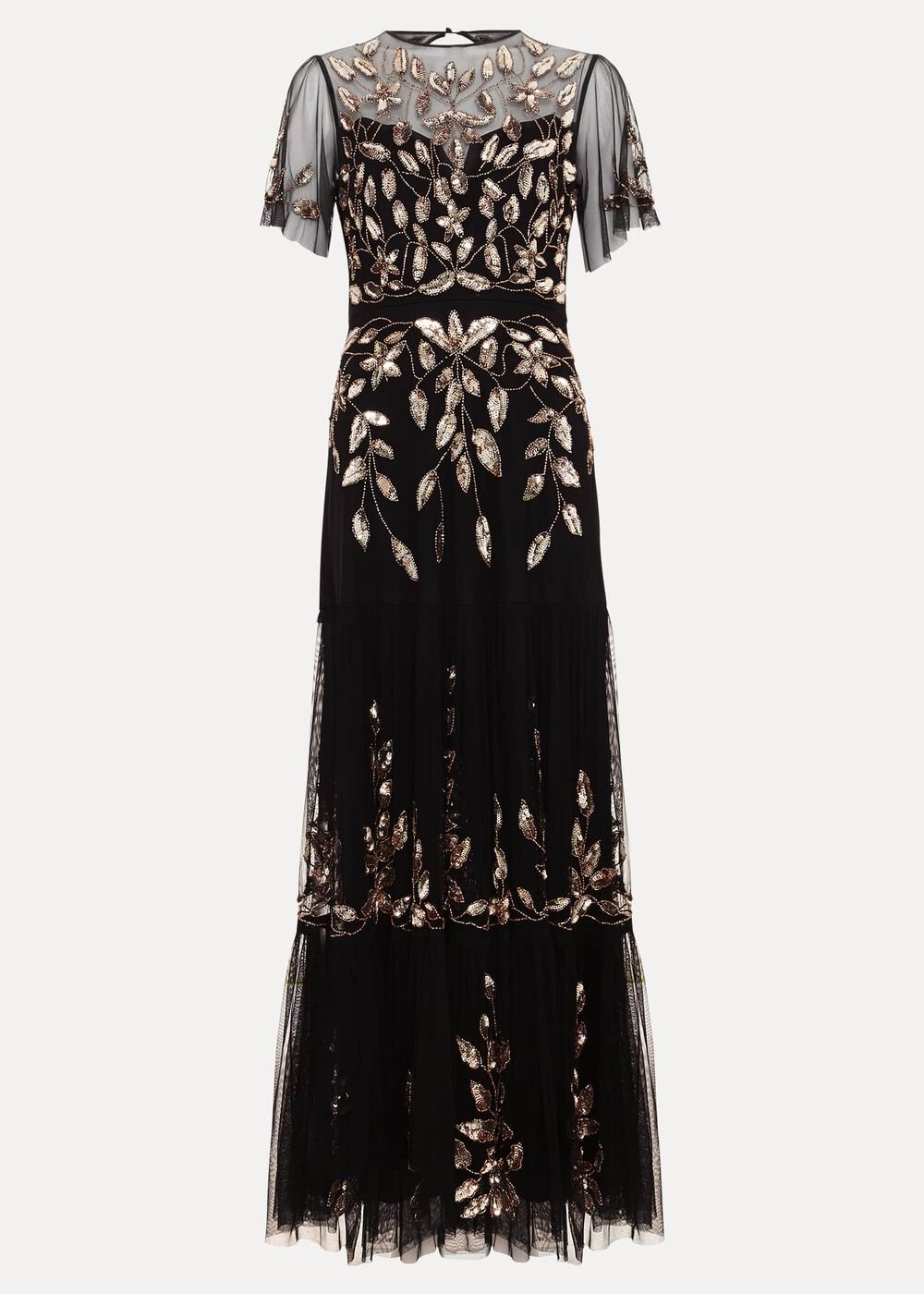 Hilary Black Embellished Midi Dress Black