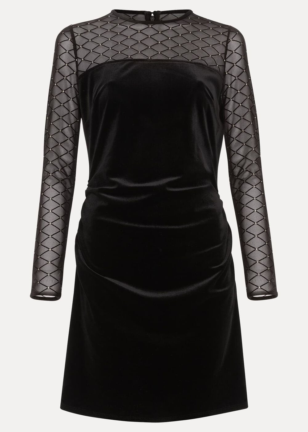 Ambrose Black Velvet Lattice Mini Dress Black