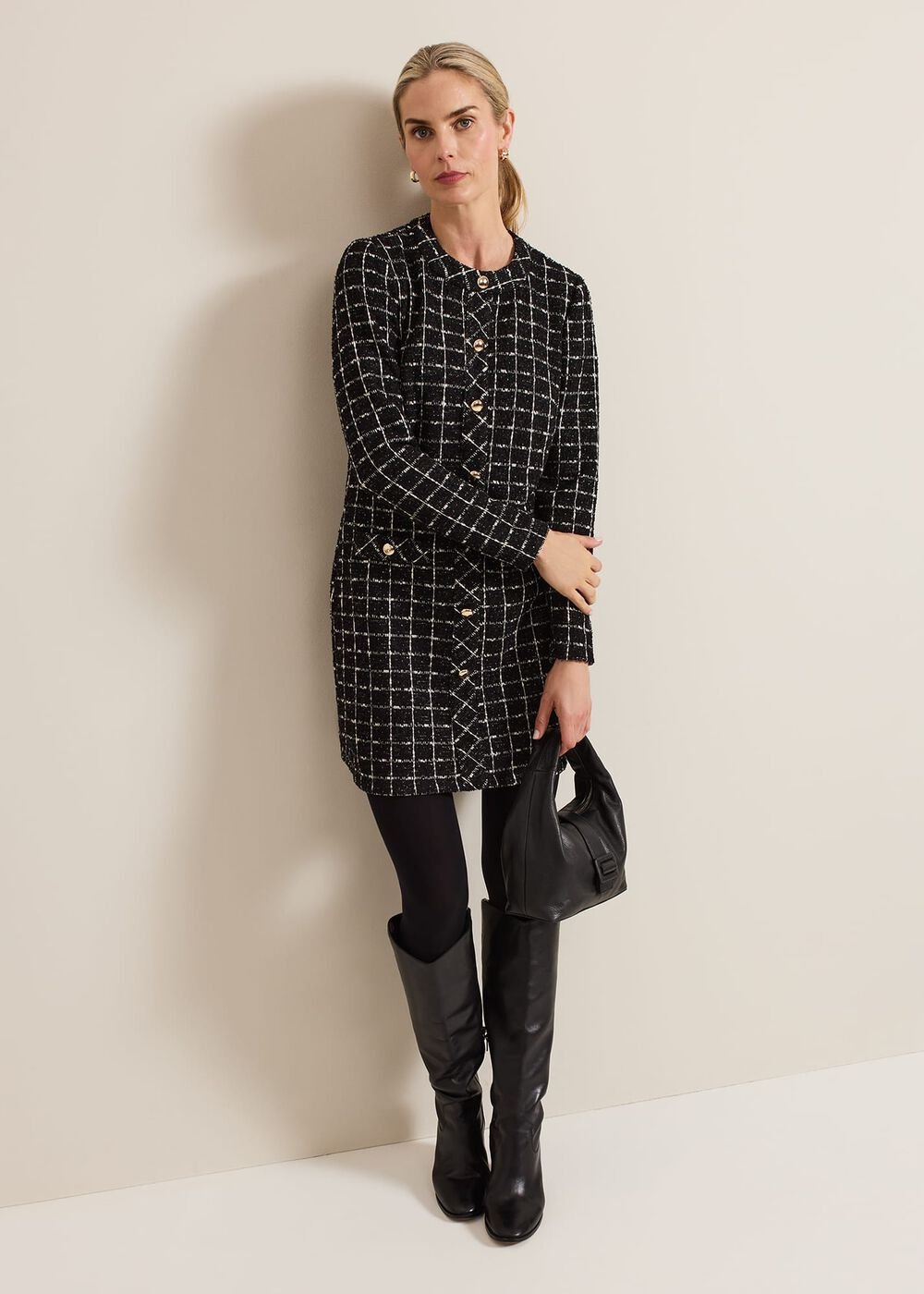 Mylee Black Tweed Tunic Dress Black