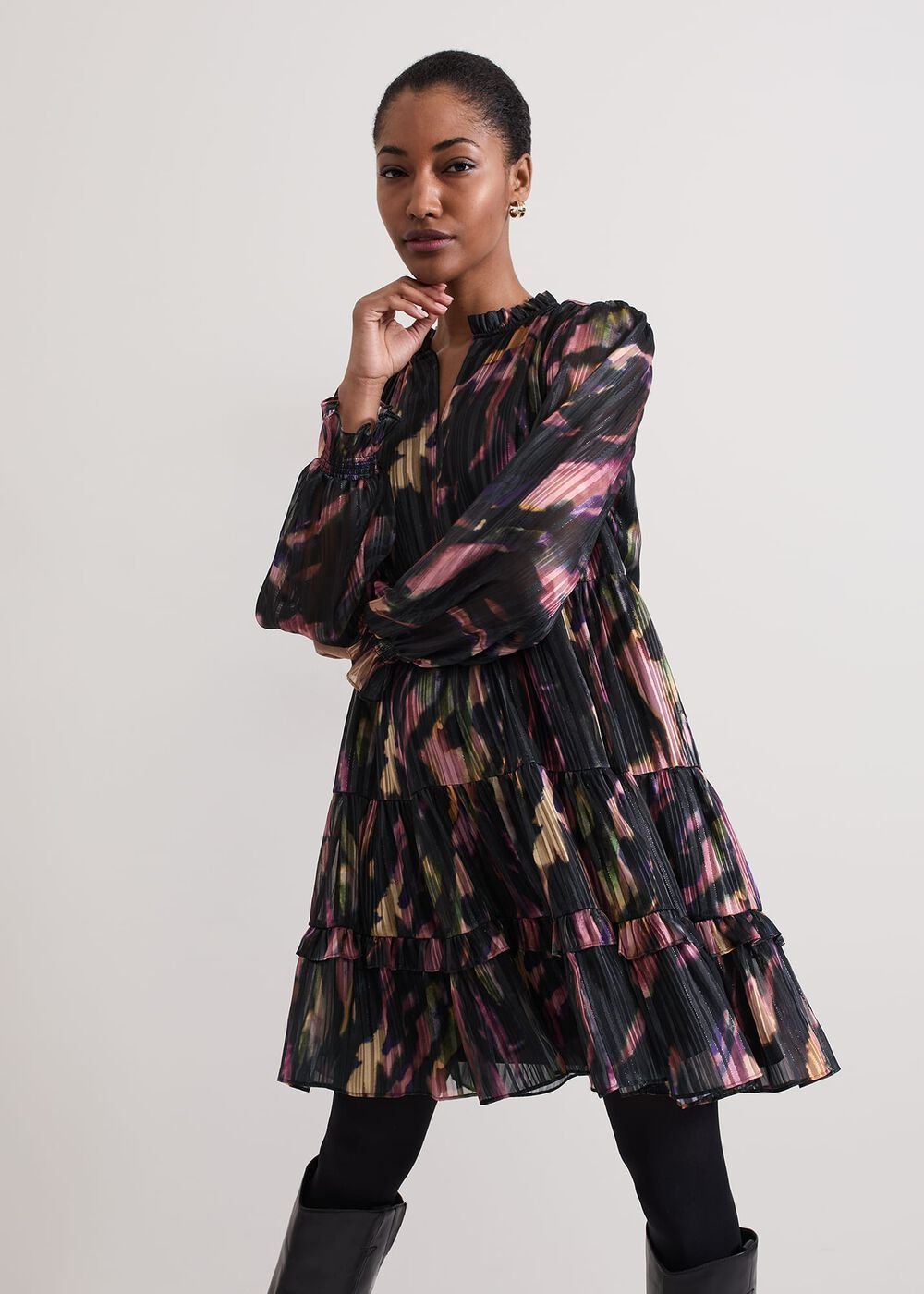 Martina Swing Mini Dress Black/Multi