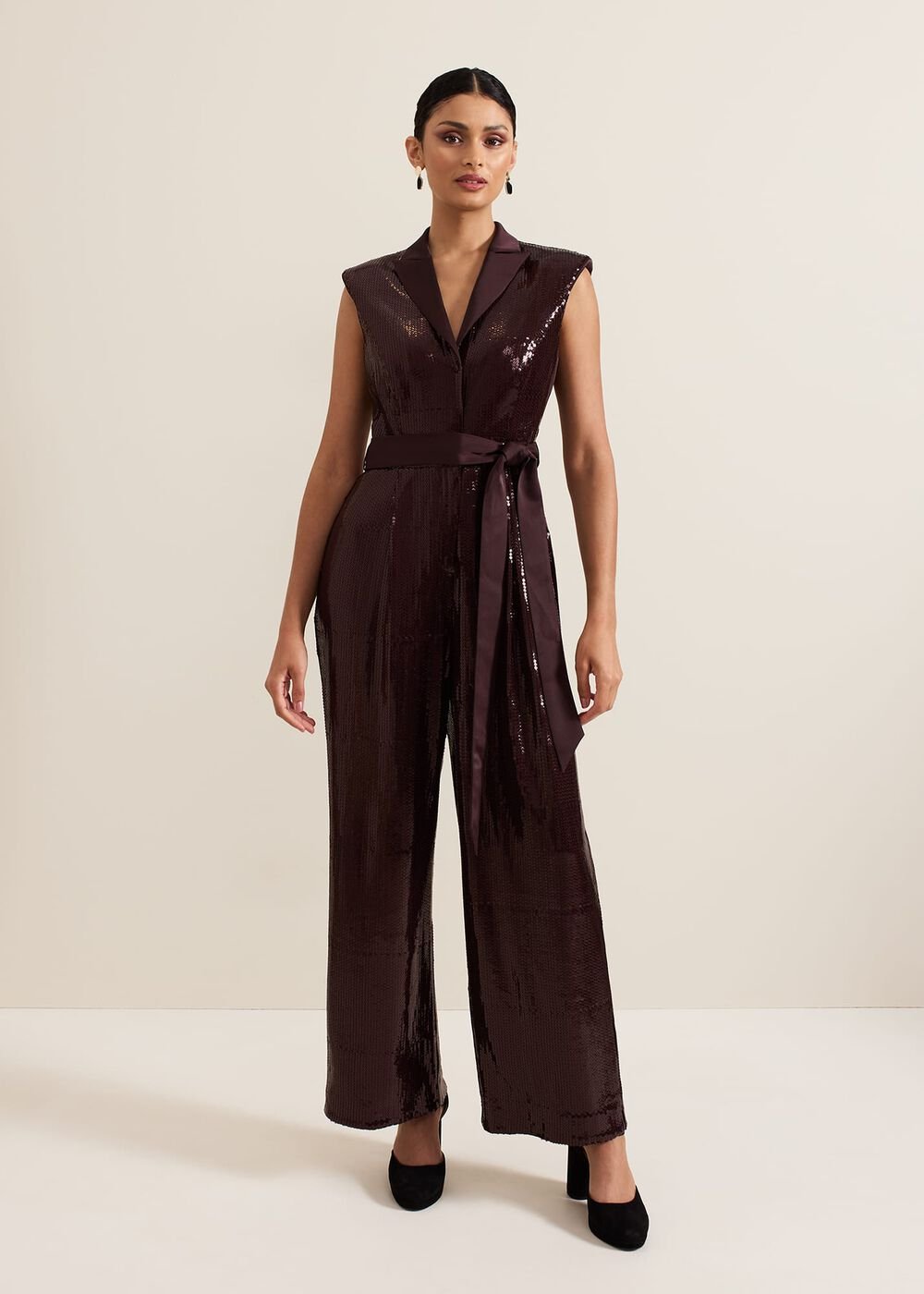 Ivey Burgundy Sequin Jumpsuit Burgundy